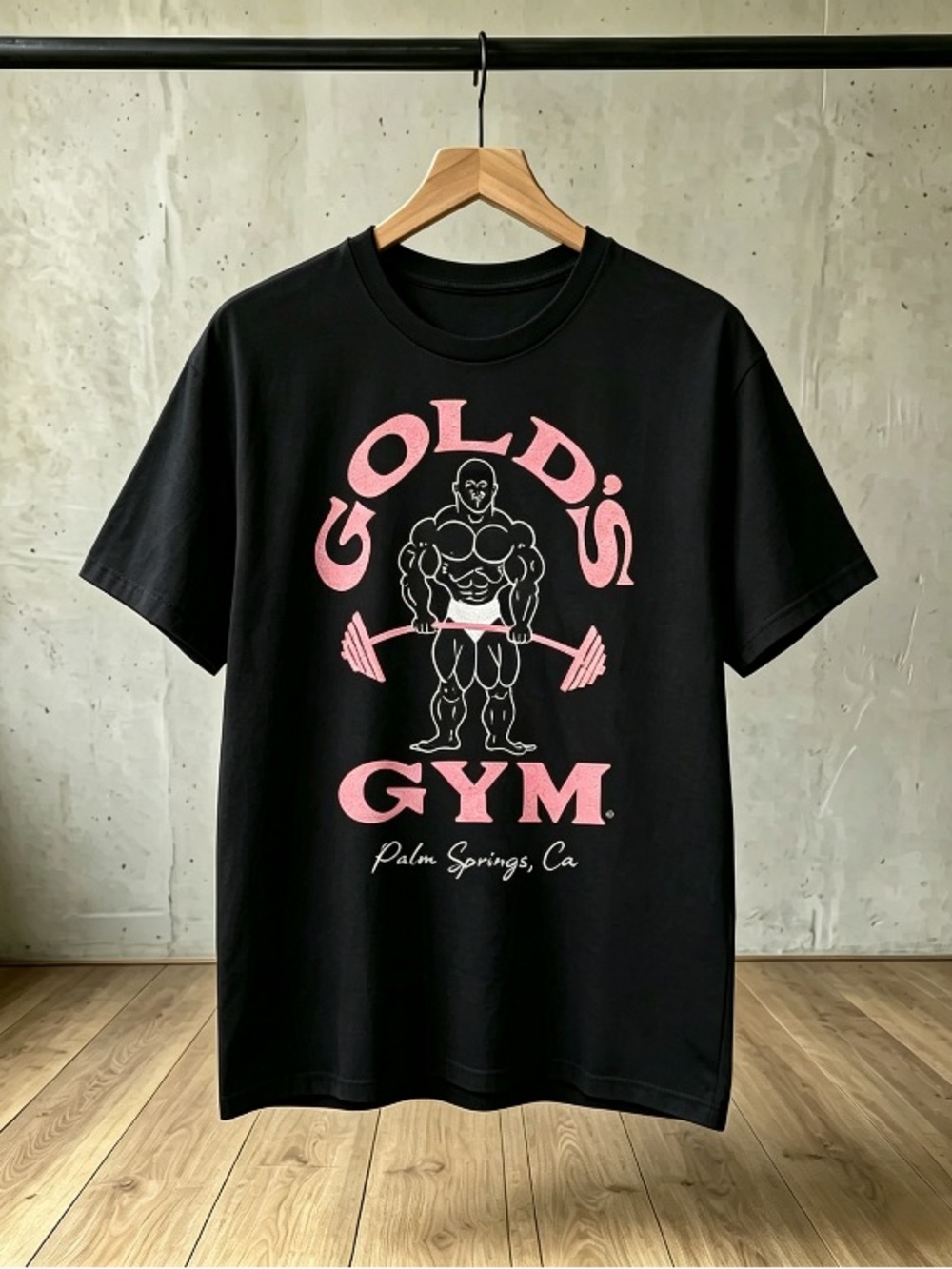 Unisex Black T-shirt - Gold's Gym Black and Pink T-shirt